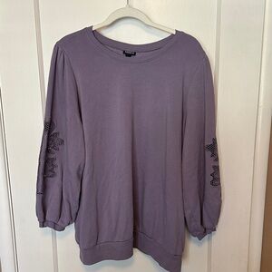 Torrid Lavender Sweatshirt with Embroidered Sleeves